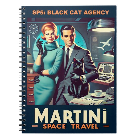 Martini Space Travel Poster SP5: Black Cat Agency Notitieboek (Voorkant)