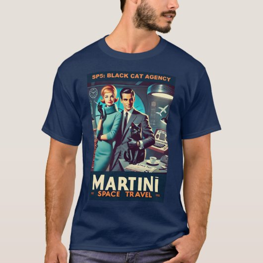 Martini Space Travel Poster SP5: Black Cat Agency T-shirt (Voorkant)
