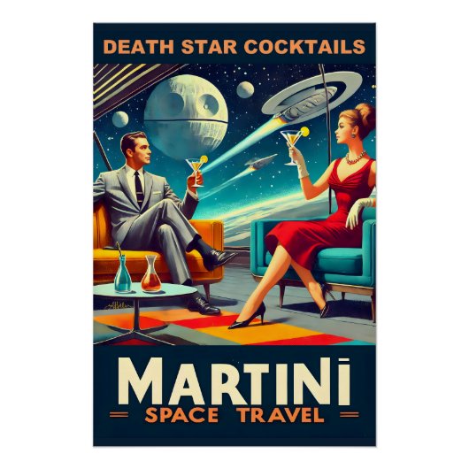 Martini Space Travel Posters Death Star Cocktails (Voorkant)