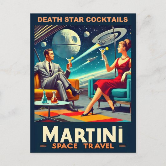 Martini Space Travel Posters Death Star Cocktails Briefkaart (Voorkant)