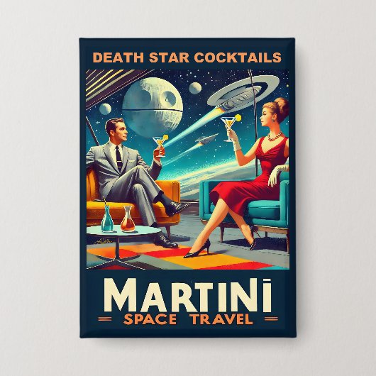 Martini Space Travel Posters Death Star Cocktails Button (Voorkant)