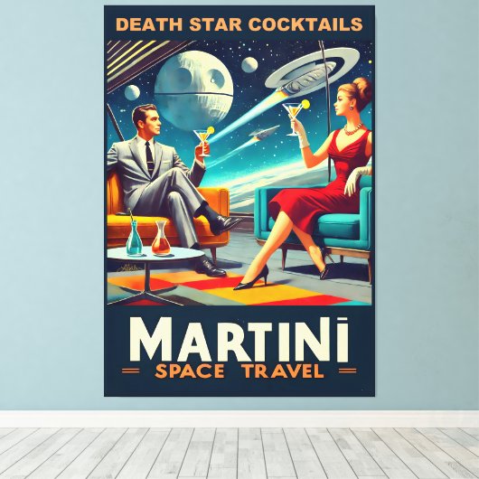 Martini Space Travel Posters Death Star Cocktails Canvas Afdruk (Insitu (Houten vloer))