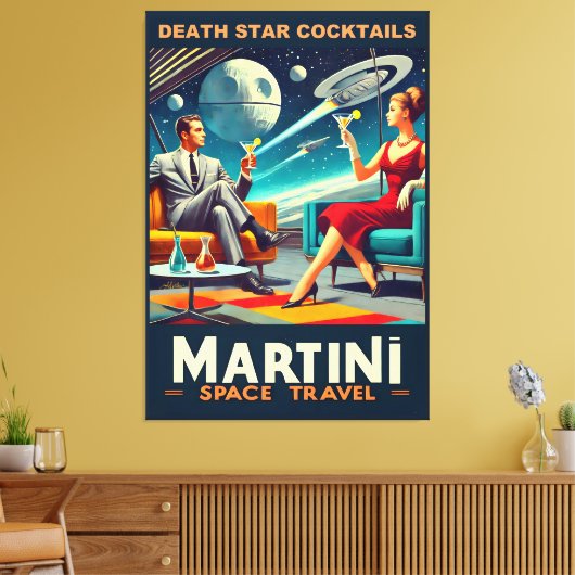 Martini Space Travel Posters Death Star Cocktails Canvas Afdruk (Insitu (Woonkamer))
