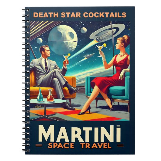 Martini Space Travel Posters Death Star Cocktails Notitieboek (Voorkant)