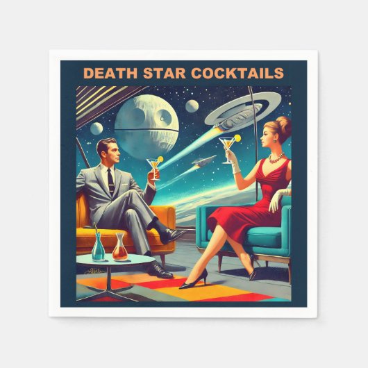 Martini Space Travel Posters Death Star Cocktails Servet (Voorkant)