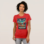 Martini Space Travel Posters Death Star Cocktails T-shirt (Voorkant volledig)