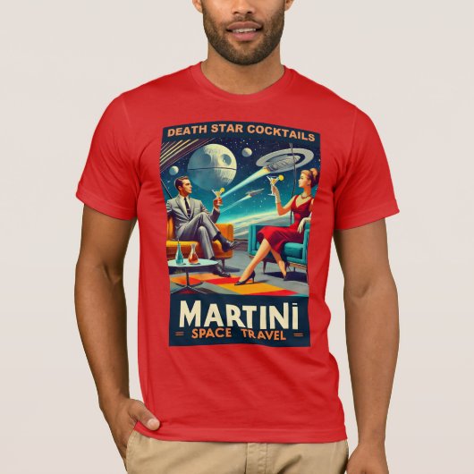 Martini Space Travel Posters Death Star Cocktails T-shirt (Voorkant)