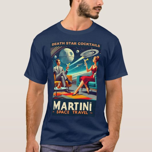 Martini Space Travel Posters Death Star Cocktails T-shirt (Voorkant)