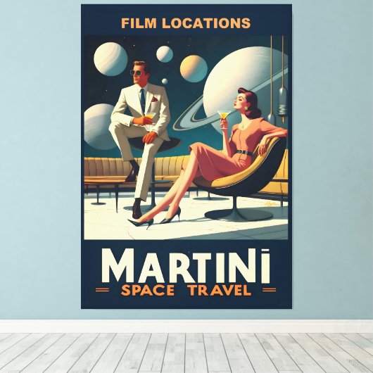 Martini Space Travel Posters Filmlocaties Canvas Afdruk (Insitu (Houten vloer))