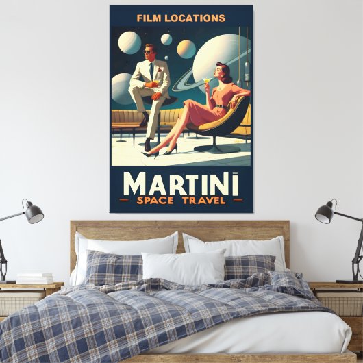Martini Space Travel Posters Filmlocaties Canvas Afdruk (Insitu (Slaapkamer))
