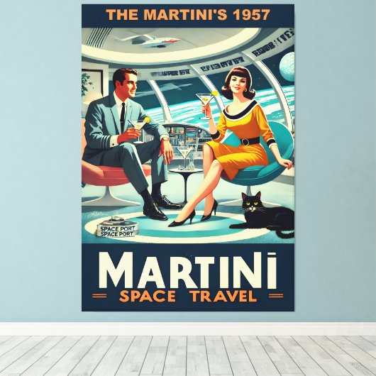 Martini Space Travel Posters The Martini's 1957 Canvas Afdruk (Insitu (Houten vloer))