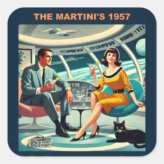 Martini Space Travel Posters The Martini's 1957 Vierkante Sticker (Voorkant)