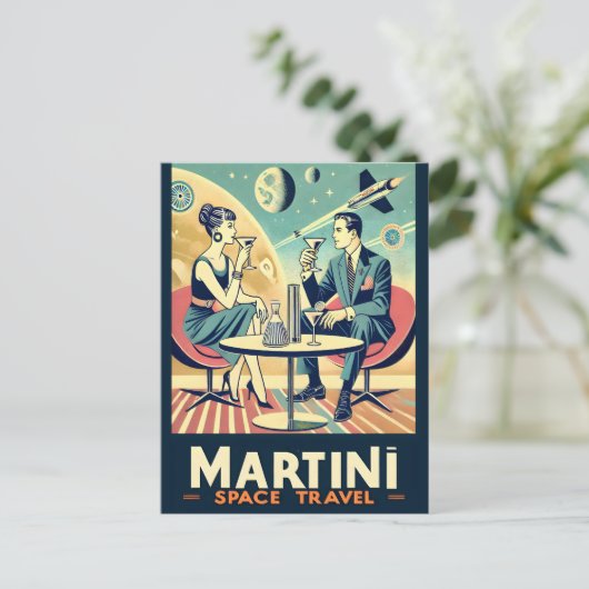 Martini Space Travel Posters Vliegtuigbemanning Briefkaart (Staand voorkant)