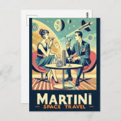 Martini Space Travel Posters Vliegtuigbemanning Briefkaart (Voorkant / Achterkant)