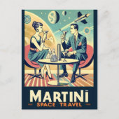 Martini Space Travel Posters Vliegtuigbemanning Briefkaart (Voorkant)