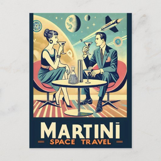 Martini Space Travel Posters Vliegtuigbemanning Briefkaart (Voorkant)