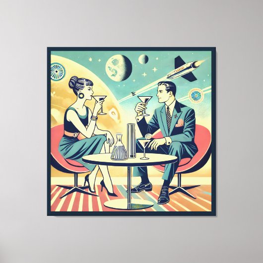 Martini Space Travel Posters Vliegtuigbemanning Canvas Afdruk (Voorkant)
