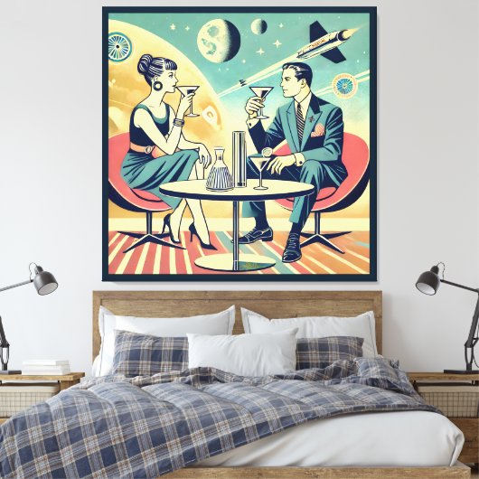 Martini Space Travel Posters Vliegtuigbemanning Canvas Afdruk (Insitu (Slaapkamer))
