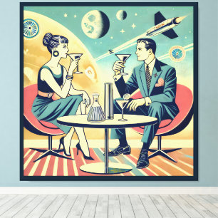 Martini Space Travel Posters Vliegtuigbemanning Canvas Afdruk
