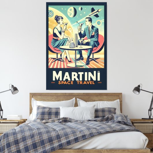 Martini Space Travel Posters Vliegtuigbemanning Canvas Afdruk (Insitu (Slaapkamer))