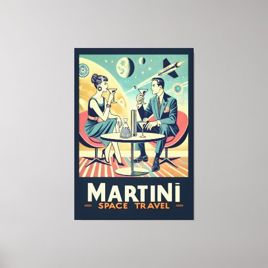 Martini Space Travel Posters Vliegtuigbemanning Canvas Afdruk (Voorkant)