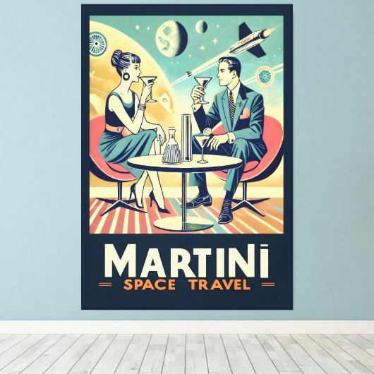 Martini Space Travel Posters Vliegtuigbemanning Canvas Afdruk (Insitu (Houten vloer))