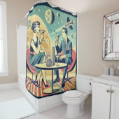 Martini Space Travel Posters Vliegtuigbemanning Douchegordijn (In situ)