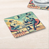 Martini Space Travel Posters Vliegtuigbemanning Kartonnen Onderzetters (Schuin)