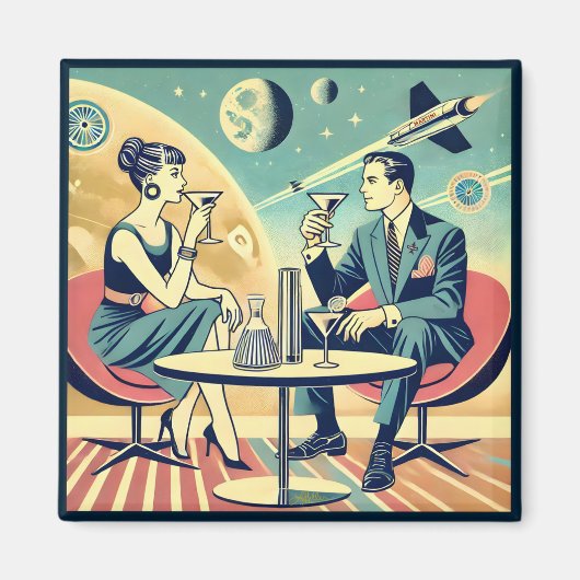 Martini Space Travel Posters Vliegtuigbemanning Magneet (Voorkant)