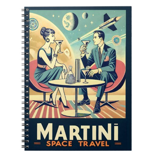 Martini Space Travel Posters Vliegtuigbemanning Notitieboek (Voorkant)