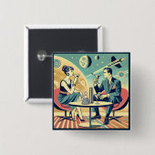 Martini Space Travel Posters Vliegtuigbemanning Vierkante Button 5,1 Cm (Voorkant /achterkant)