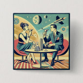 Martini Space Travel Posters Vliegtuigbemanning Vierkante Button 5,1 Cm (Voorkant)