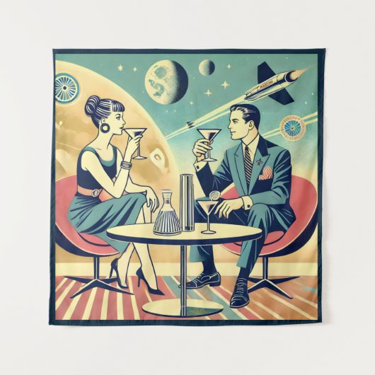 Martini Space Travel Posters Vliegtuigbemanning Wandkleed (Voorkant)