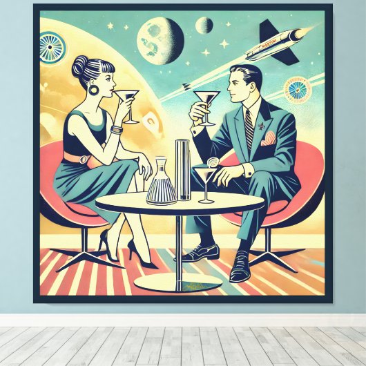 Martini Space Travel Posters Vluchtbemanning Canvas Afdruk (Insitu (Houten vloer))