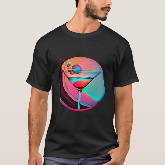 Martini Synthwave 80s Retrowave Aesthetic T-shirt (Voorkant)