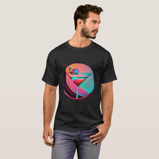 Martini Synthwave 80s Retrowave Aesthetic T-shirt (Voorkant volledig)