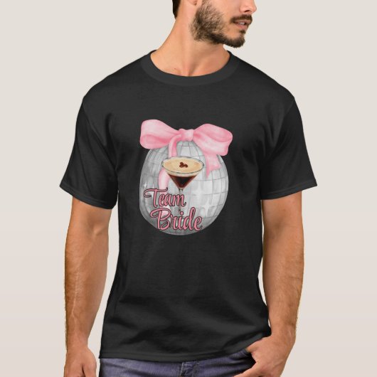 Martini Team Bruid Coquette Roze Bow Disco Ball Ba T-shirt (Voorkant)