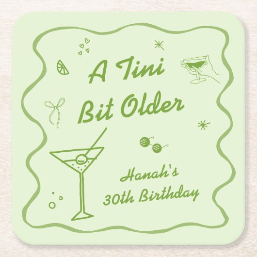 Martini thema Verjaardagsfeest Kartonnen Onderzetters (Voorkant)