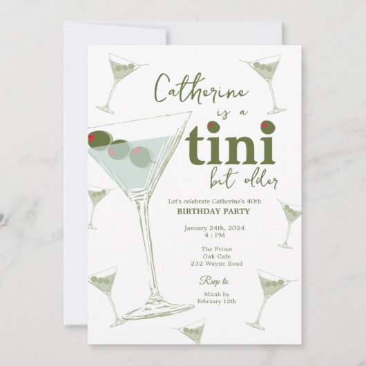 Martini Themafeest digitaal en printbaar Kaart (Voorkant)