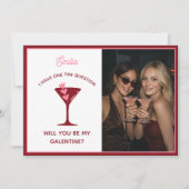 Martini Themed Galentine's Day - Cute Bestie Pink Feestdagenkaart (Voorkant)