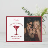 Martini Themed Galentine's Day - Cute Bestie Pink Feestdagenkaart (Staand voorkant)