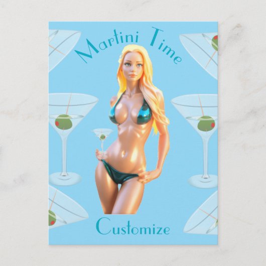 Martini tijd Bikini Babe Thunder_Cove  Briefkaart (Voorkant)