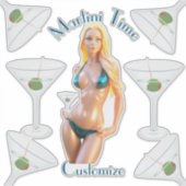 Martini tijd Bikini Babe Thunder_Cove  Sticker (Voorkant)