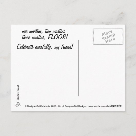Martini tijd! briefkaart (Achterkant)