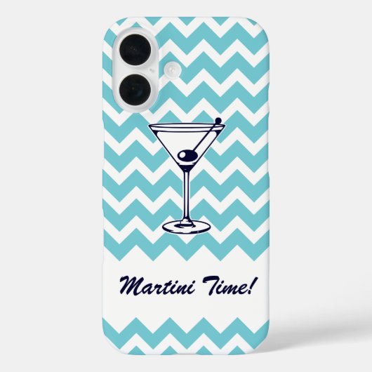Martini tijd met blauw Chevron patroon Case-Mate iPhone Case (Achterkant)