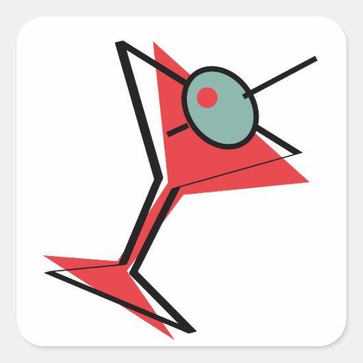 Martini tijd rechts vierkante sticker (Voorkant)