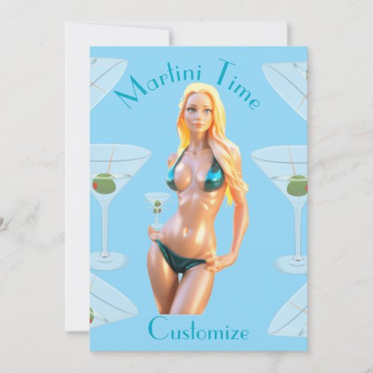 Martini time Bikini Babe Thunder_Cove  Kaart (Voorkant)