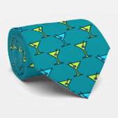 Martini Time Fifties Cocktail Teal Tweezijdig Stropdas (Opgerold)