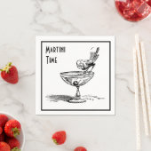 Martini Time Funny Bird op Cocktail Drink Retro Servet (Insitu)