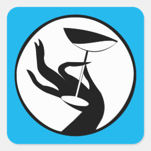 Martini Time High Mode Art Deco Vierkante Sticker